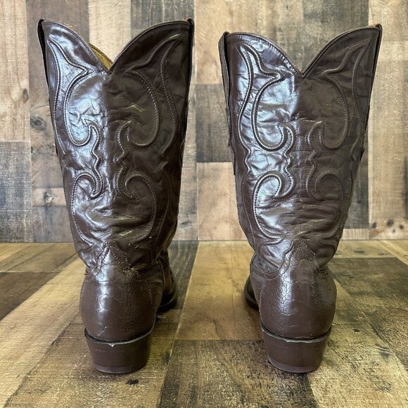 Los Altos Vintage Handmade Ostrich Leg Brown Cowboy Boots Mens 9 D - Picture 9 of 12